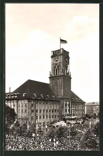 AK Berlin, Präsident Kennedy an der am Rathaus Schöneberg