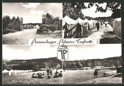 AK Einsiedel, Zentrales Pionierlager "Palmiro Togliatti" in der Dittersdorfer Strasse, DDR-Propaganda
