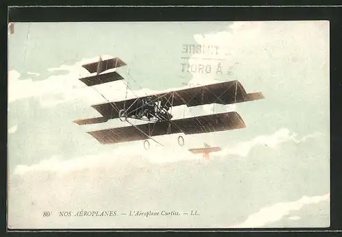 AK L'Aéroplane Curtiss, Doppeldecker-Flugzeug