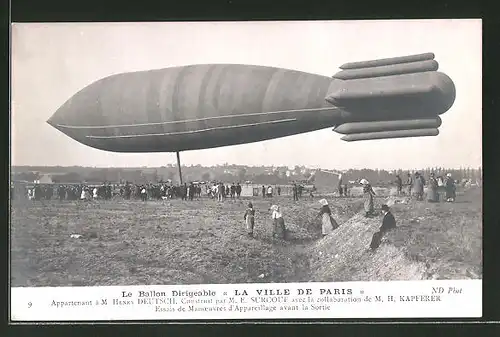 AK Zeppelin / Dirigeable "Ville de Paris" vor dem Start