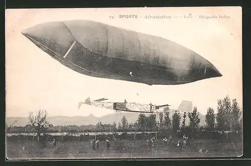 AK Sports-Aérostation, Zeppelin / Dirigeable Italien "Italia"