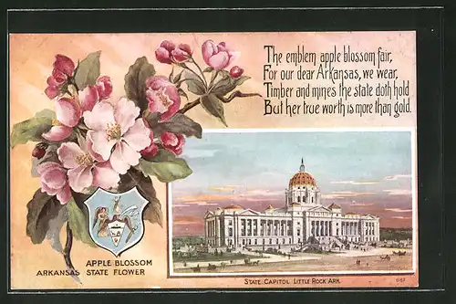 AK Little Rock, AR, Apple Blossom Arkansas State Flower, State Capitol