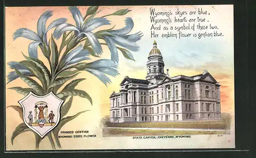AK Cheyenne, WY, Fringed Gentian State Flower, State Capitol