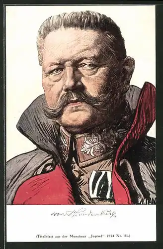 Künstler-AK Angelo Jank: Portrait Paul von Hindenburg in Uniform