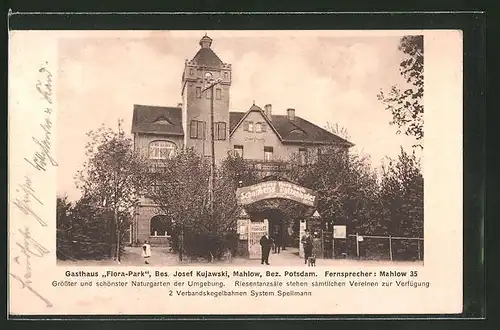 AK Mahlow, Gasthaus "Flora-Park", Eingangsbereich