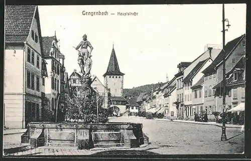 AK Gengenbach, Hauptstrasse mit Geschäften
