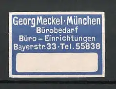 Reklamemarke München, Bürobedarf und Büro-Einrichtungen Georg Heckel