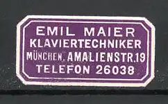 Reklamemarke München, Klaviertechniker Emil Maier
