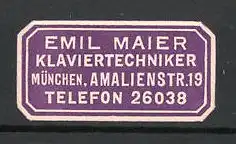 Reklamemarke München, Klaviertechniker Emil Maier