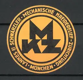Reklamemarke München, Lankes & Schwärzler, Mechanische Kreiderelief-Zurichtung