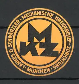Reklamemarke München, Lankes & Schwärzler, Mechanische Kreiderelief-Zurichtung