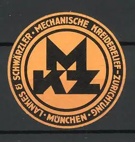 Reklamemarke München, Lankes & Schwärzler, Mechanische Kreiderelief-Zurichtung