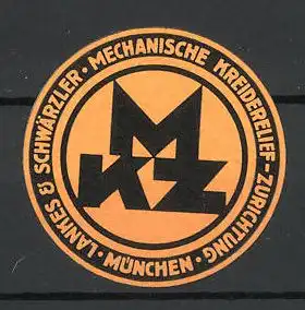 Reklamemarke München, Lankes & Schwärzler, Mechanische Kreiderelief-Zurichtung