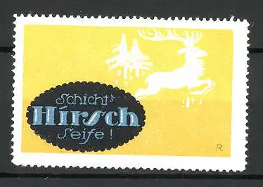 Reklamemarke Hirsch-Seife von Schicht, springender Hirsch