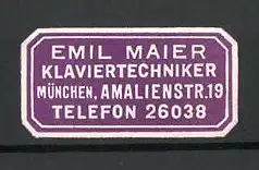 Reklamemarke München, Klaviertechniker Emil Maier
