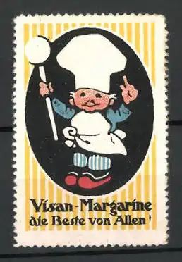Reklamemarke Visan-Margarine, junger Koch mit Kelle