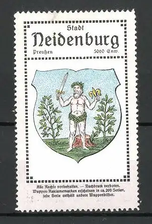 Reklamemarke Neidenburg, Wappen der Stadt in Ostpreussen