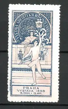 Reklamemarke Praha, Vystava 1898, Sportler mit Gymnastikband