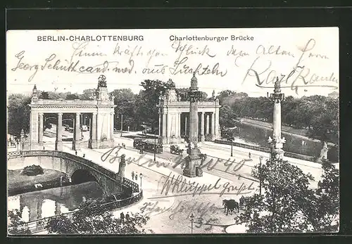 AK Berlin-Charlottenburg, Strassenbahn auf der Charlottenburger Brücke