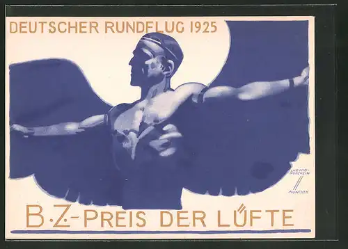 Künstler-AK Ludwig Hohlwein: Deutscher Rundflug 1925, B.Z.-Preis der Lüfte 1925, Ikarus