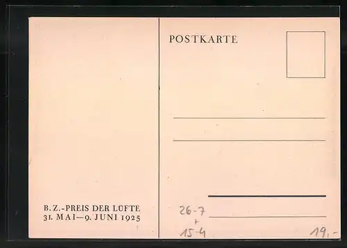 Künstler-AK Ludwig Hohlwein: Deutscher Rundflug 1925, B.Z.-Preis der Lüfte 1925, Ikarus