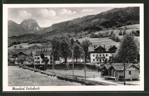 AK Feilnbach, Bahnhof mit Blick zum Ort