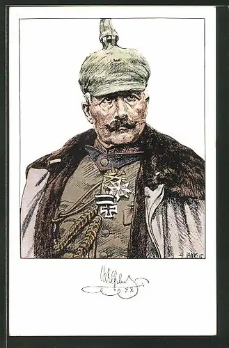 Künstler-AK Angelo Jank: Portrait vom Kaiser Wilhelm II. mit Pickelhaube