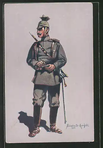 AK Gefreiter des 1. (bayr.) Ulanen-Reg. Kaiser Wilhelm II. v. Preussen (Bamberg) in Felduniform 1914-1915