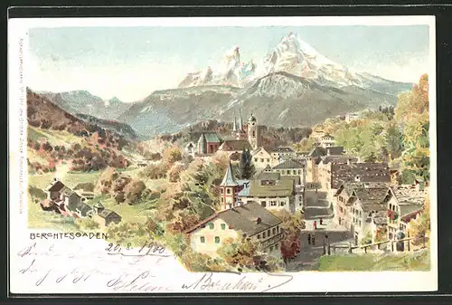 Künstler-AK Edward Harrison Compton: Berchtesgaden, Panoramablick auf den Ort