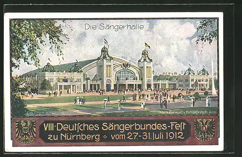 AK Nürnberg, VII. Deutsches Sängerbundesfest 1912, Ganzsache Bayern, die Sängerhalle