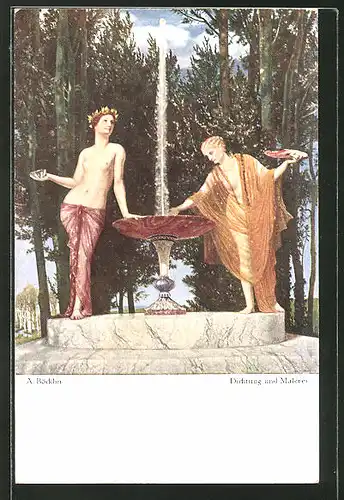 Künstler-AK Arnold Böcklin: Dichtung und Malerei, Frauen am Brunnen