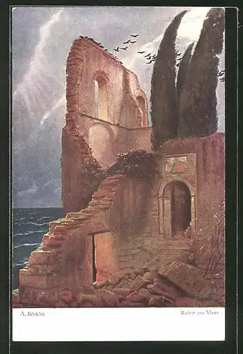 Künstler-AK Arnold Böcklin: Ruine am Meer