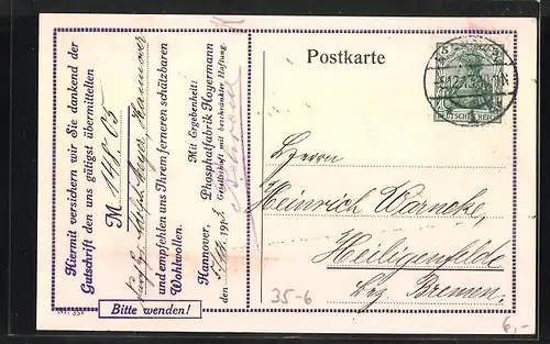 AK Reklame für Kalkstickstoff, Düngungsversuch zu Wiese 1912 /13