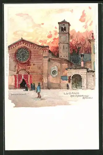 Künstler-AK Manuel Wielandt: Lugano, Sta. Maria degli Angioli
