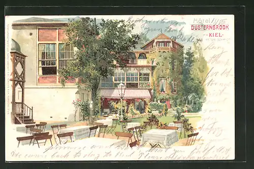 Lithographie Kiel-Düsternbrook, Hotel Düsternbrook von Peter Schmidt