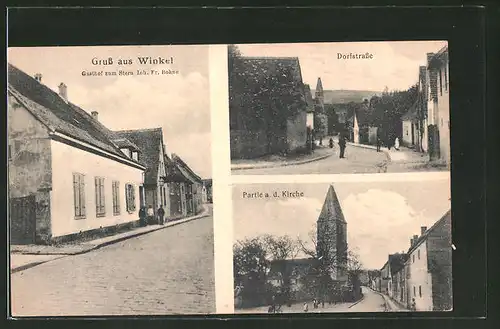 AK Winkel, Gasthof zum Stern, Dorfstrasse, Kirche