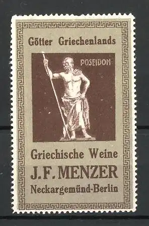 Reklamemarke Griechische Weine, J.F. Menzer, Poseidon