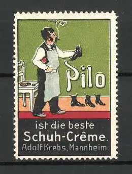 Reklamemarke Pilo-Schuhcreme bei Adolf Krebs in Mannheim