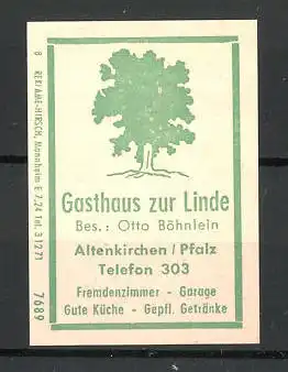 Reklamemarke Altenkirchen, Gasthaus zur Linde, Lindenbaum