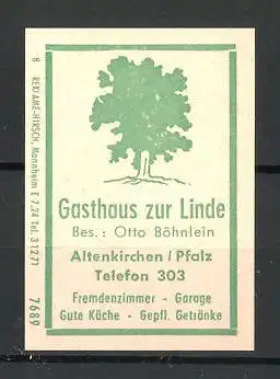 Reklamemarke Altenkirchen, Gasthaus zur Linde, Lindenbaum