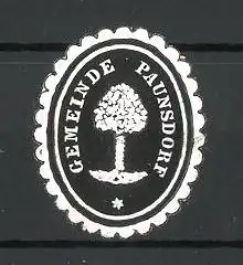 Präge-Reklamemarke Gemeinde Paunsdorf, Baum