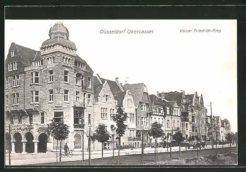 AK Düsseldorf-Obercassel, Partie im Kaiser Friedrich-Ring