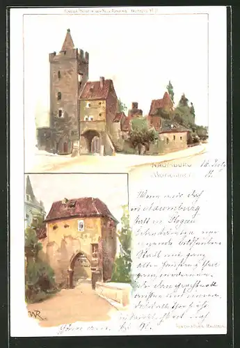 Lithographie Schmidthachenbach, Partie an der Naumburg und am Marienthor