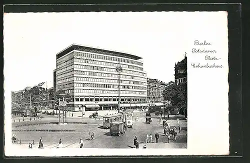 AK Berlin-Tiergarten, Columbushaus und Strassenbahn am Potsdamer Platz