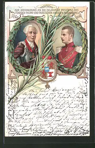 Lithographie Fürst Alexander Ferdinand und Fürst Albert von Thurn & Taxis