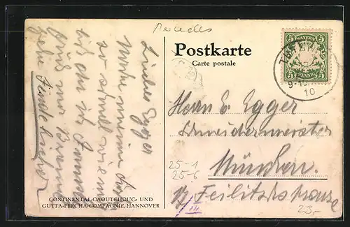 AK Reklame Continental-Pneumatik, Herkomer-Konkurrenz 1905, E. Ladenburg auf Auto Mercedes, Autorennen