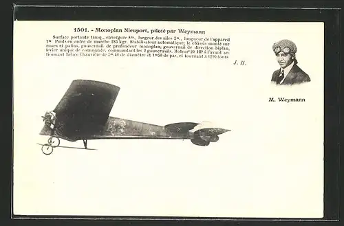 AK Monoplan Nieuport, piloté par Weymann, Flugzeug von Weymann