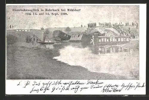 AK Unterrohrbach-Erharting, Eisenbahnkatastrophe vom 13. auf 14. Sept. 1899