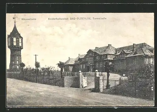 AK Bad Oldesloe, Wasserturm und Kinderheilanstalt auf der Turmstrasse