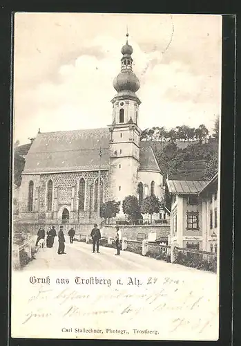 AK Trostberg a. Alz., Ortsansicht mit Kirche